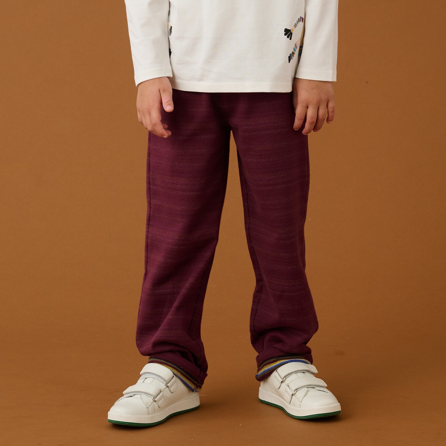 裏ボーダー裏毛ロングパンツ