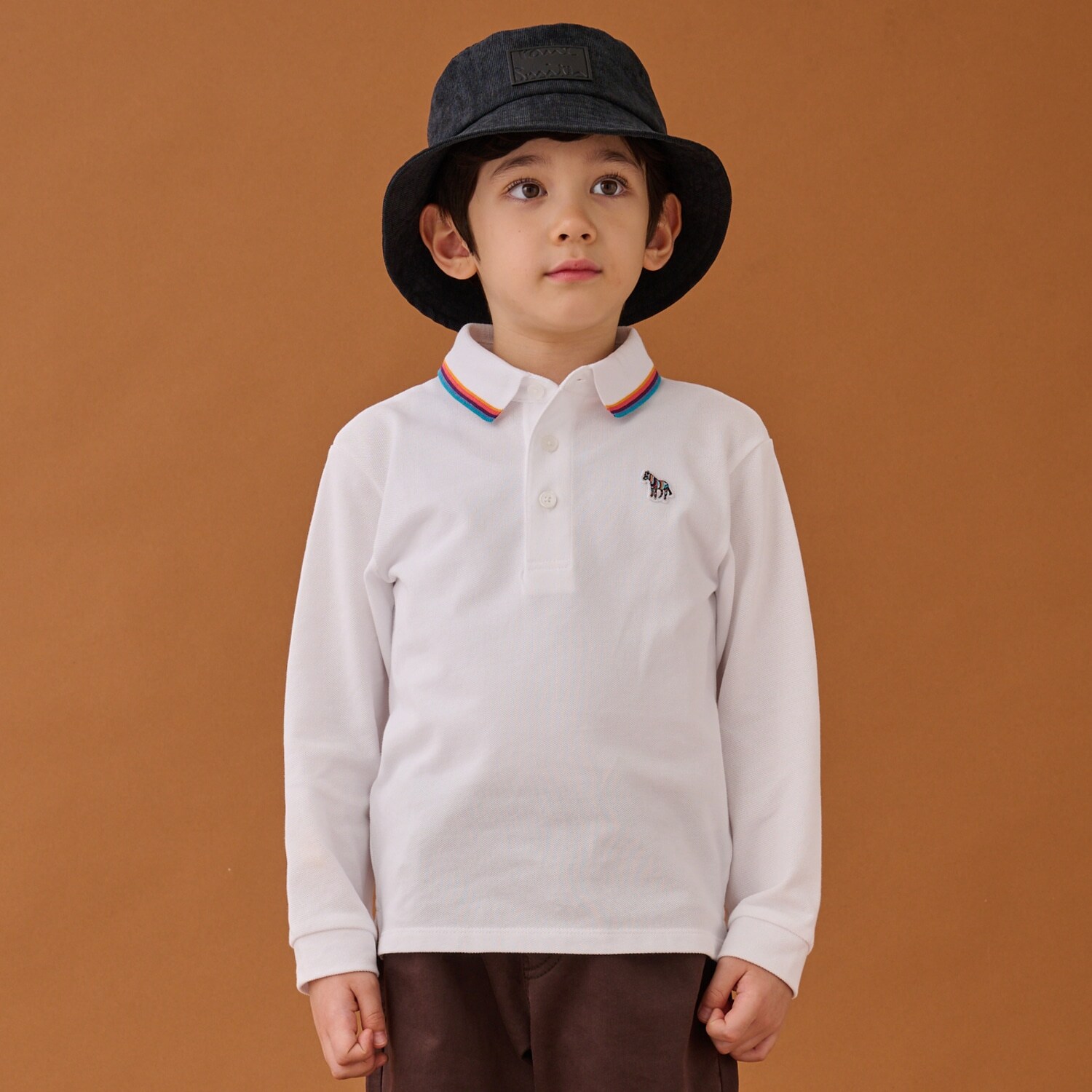 マルチストライプベーシック長袖ポロシャツ