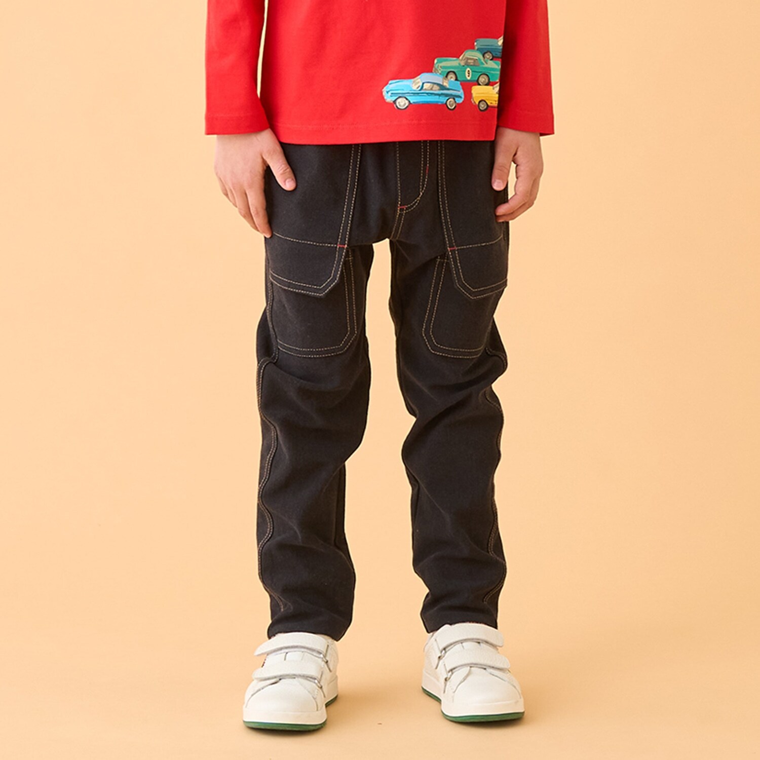 カットデニムブッシュロングパンツ