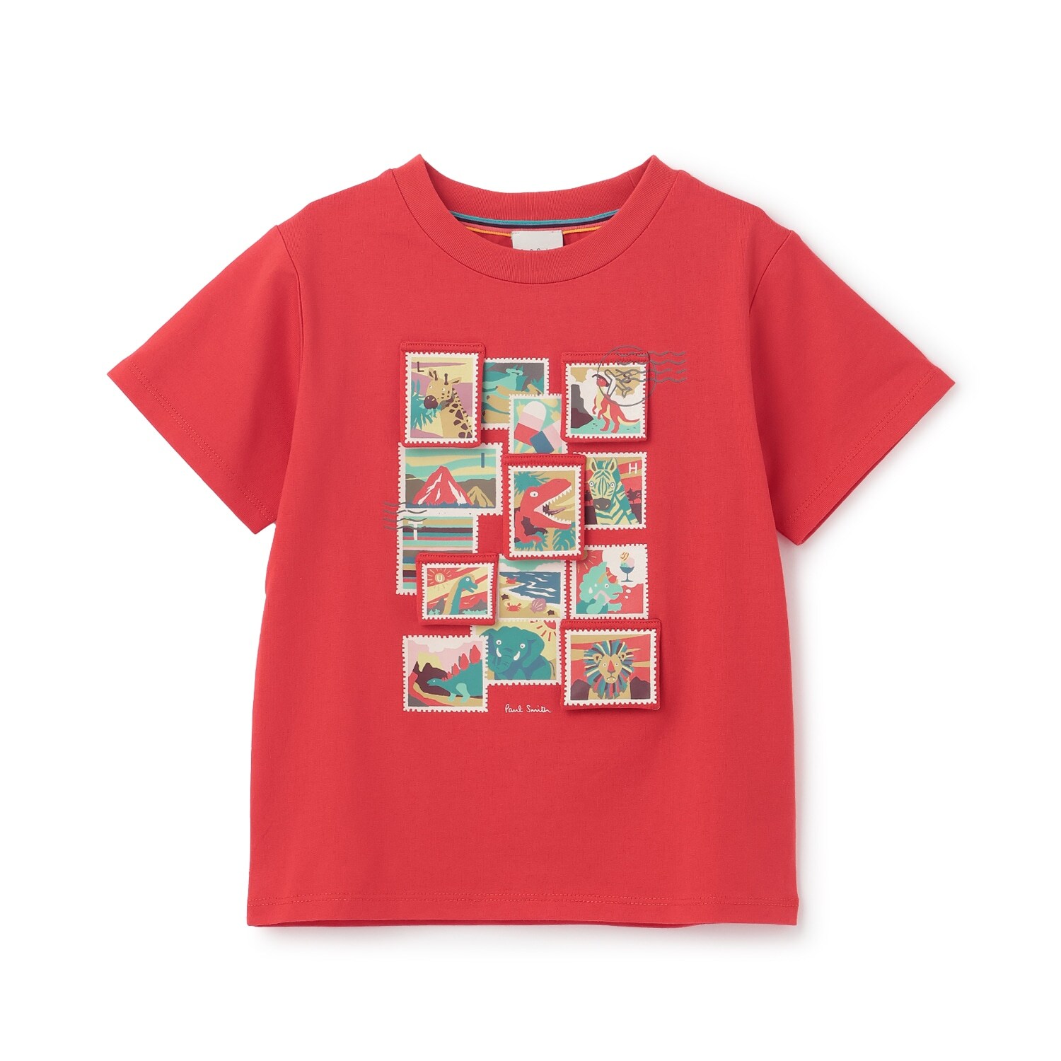 アニマル恐竜切手半袖Tシャツ