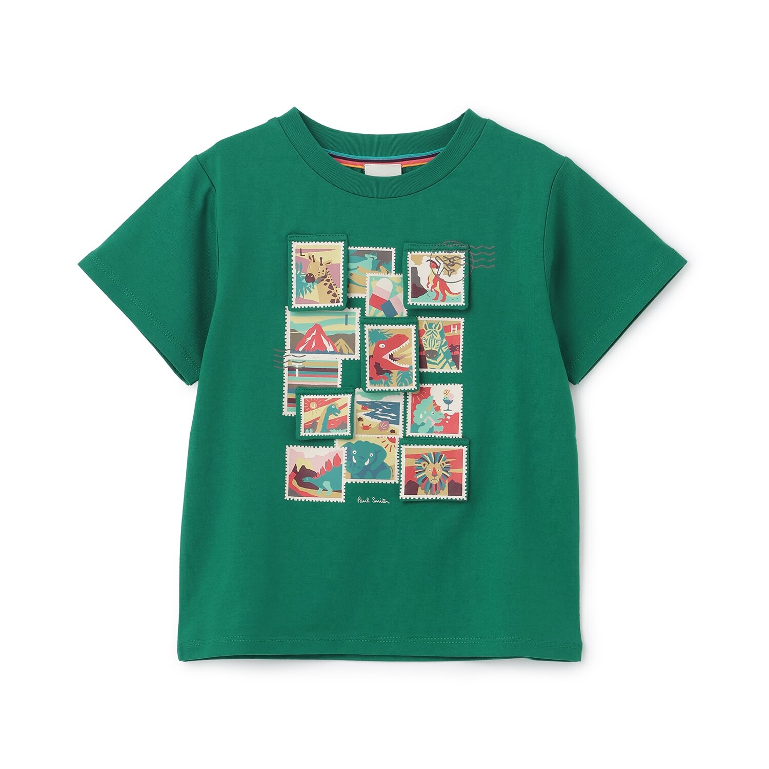 アニマル恐竜切手半袖Tシャツ