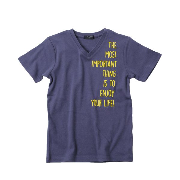 フライス・手書きロゴVネック半袖Tシャツ