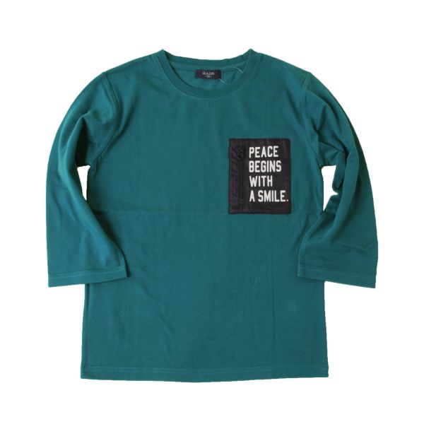 天竺・抗菌防臭加工ポケットプリント7分袖Tシャツ