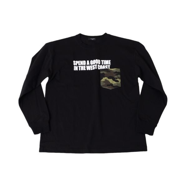 VORTEX天竺・ドロップショルダー異素材ポケットロゴ長袖Tシャツ