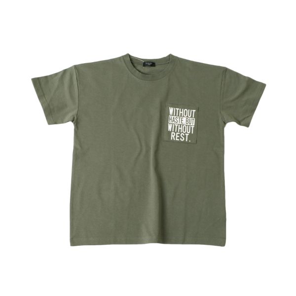 VORTEX天竺・ドロップショルダーポケットプリント半袖Tシャツ