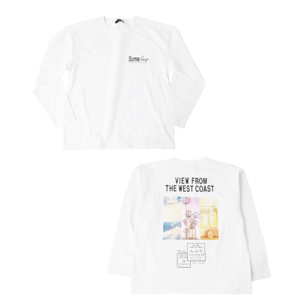 VORTEX天竺・ドロップショルダーバックフォトプリント長袖Tシャツ