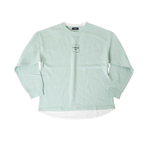 OE天竺・抗菌防臭加工ドロップショルダーフェイクレイヤード長袖Tシャツ