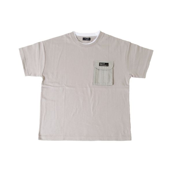 OE天竺・抗菌防臭加工ドロップショルダーアウトドアポケット半袖Tシャツ