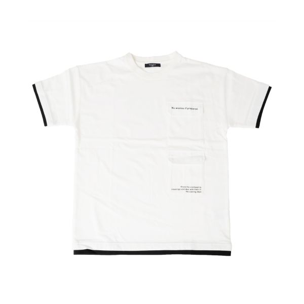 【大人向けサイズあり】天竺・ドロップショルダーWポケットレイヤード半袖Tシャツ