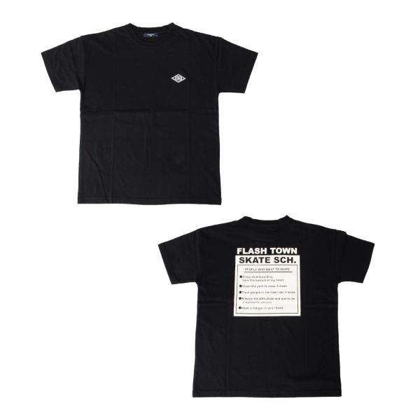 天竺・ドロップショルダーバックプリント半袖Tシャツ