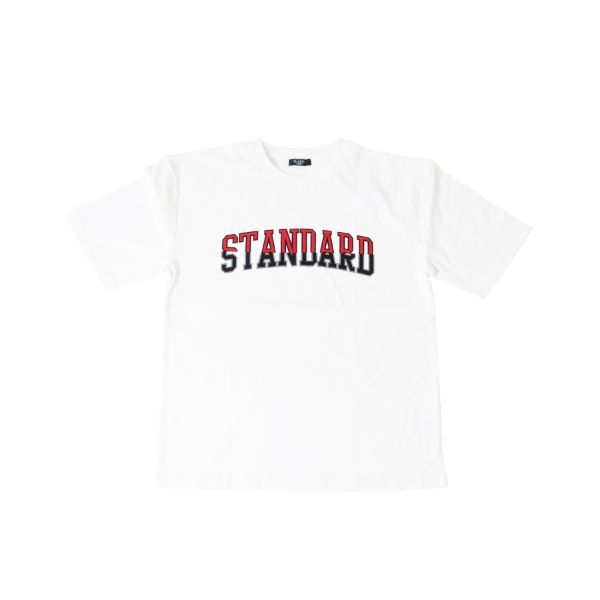 スエード天竺・ドロップショルダーロゴプリント5分袖Tシャツ