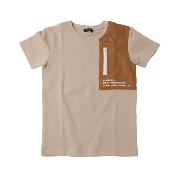 ダブルフェイス・ファスナーポケットデザイン半袖Tシャツ