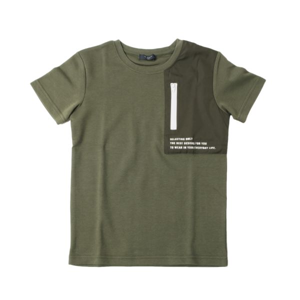 ダブルフェイス・ファスナーポケットデザイン半袖Tシャツ