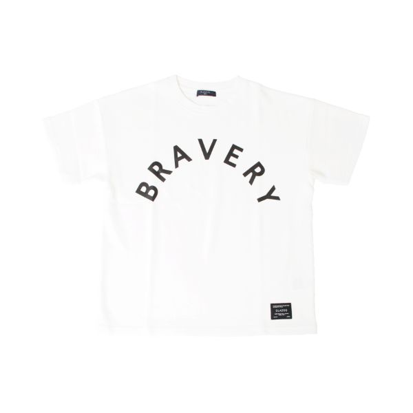 ダブルフェイス・ドロップショルダーアーチロゴプリント半袖Tシャツ