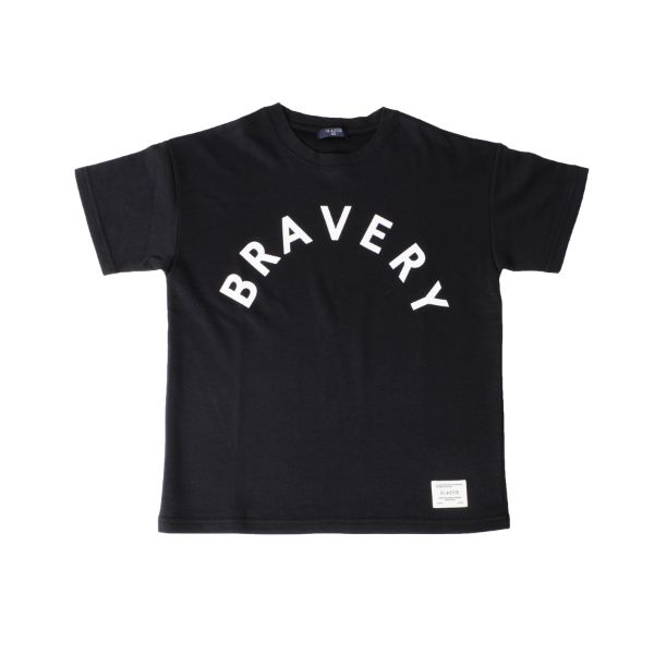 ダブルフェイス・ドロップショルダーアーチロゴプリント半袖Tシャツ