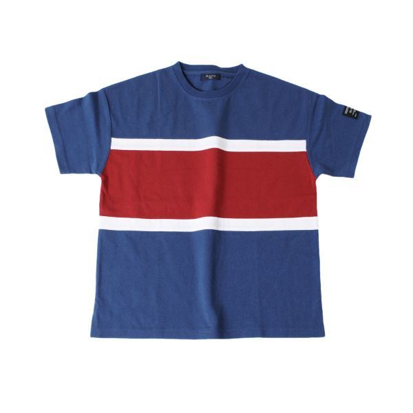 天竺・ドロップショルダー切替デザイン半袖Tシャツ