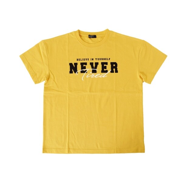 天竺・ドロップショルダーダブルロゴプリント半袖Tシャツ