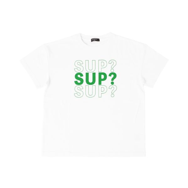 天竺・ドロップショルダー３段ロゴ半袖Tシャツ