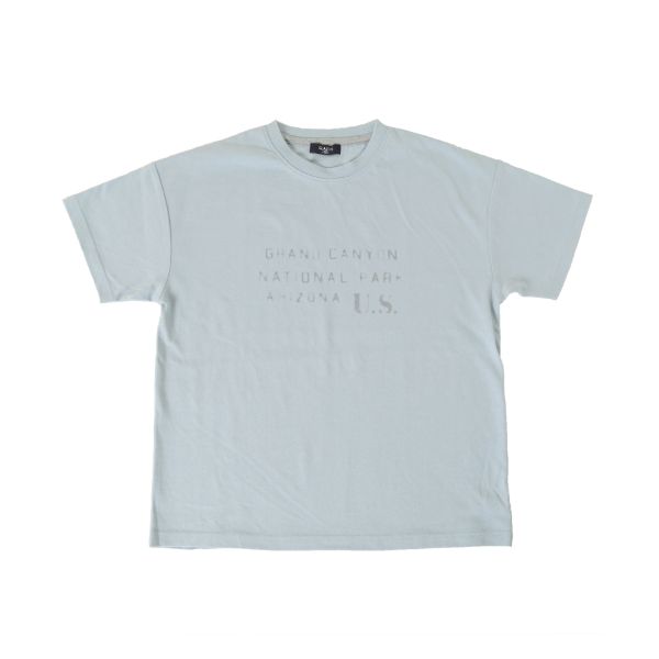 【大人向けサイズあり】ＯＥ天竺・接触冷感ドロップショルダーステンシルプリント半袖Tシャツ