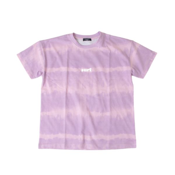 天竺・ドロップショルダータイダイボーダー半袖Tシャツ