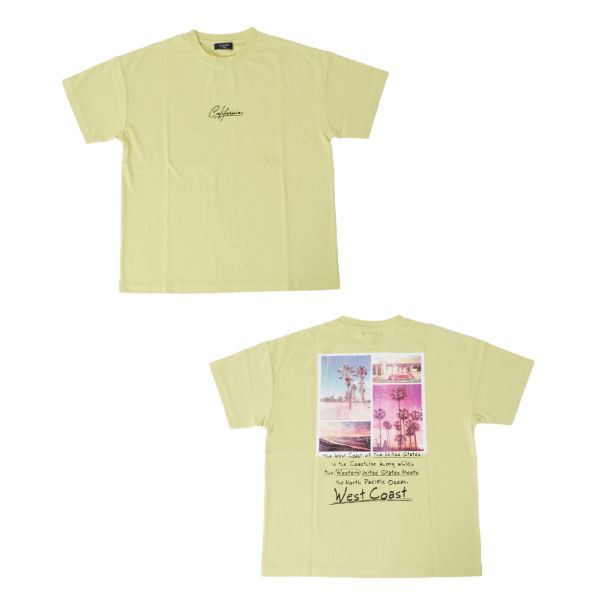 OE天竺・接触冷感ドロップショルダーバックコラージュフォト半袖Tシャツ