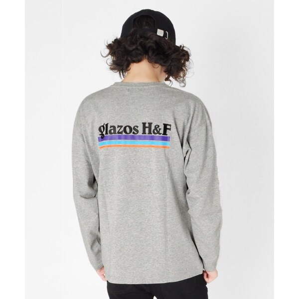 OE天竺・ドロップショルダーアウトドアロゴバックプリント長袖Tシャツ