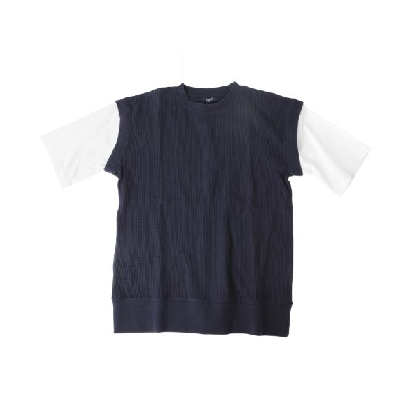 ワッフル・フェイクレイヤード５分袖Tシャツ