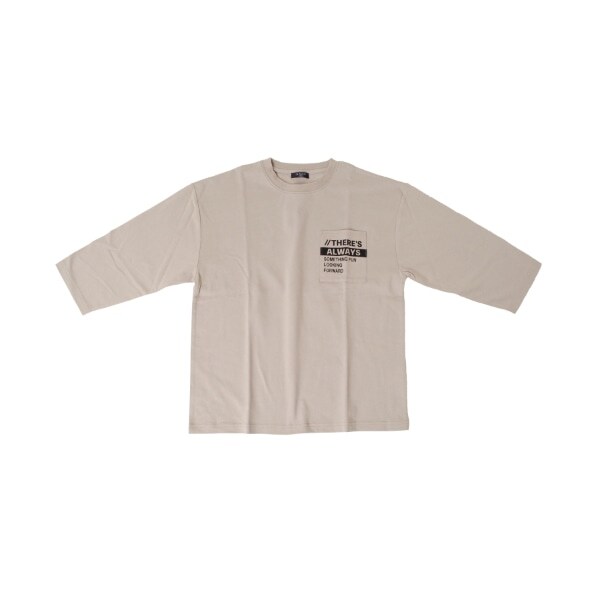 タフ天竺・ドロップショルダーポケットプリント7分袖Tシャツ