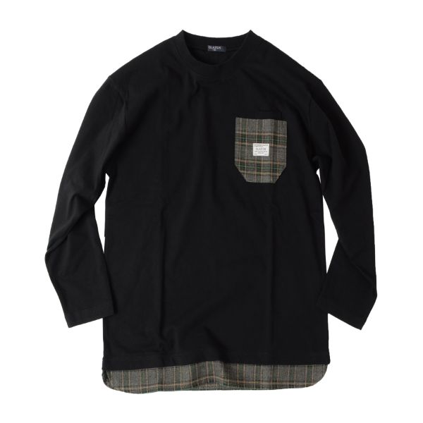 天竺・ドロップショルダーアソートポケットレイヤード長袖Ｔシャツ