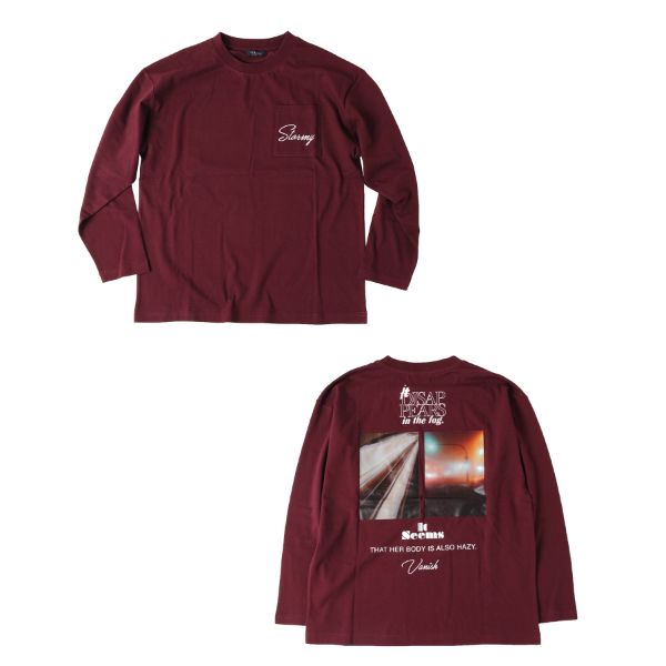 天竺・ドロップショルダーバックフォト長袖Ｔシャツ