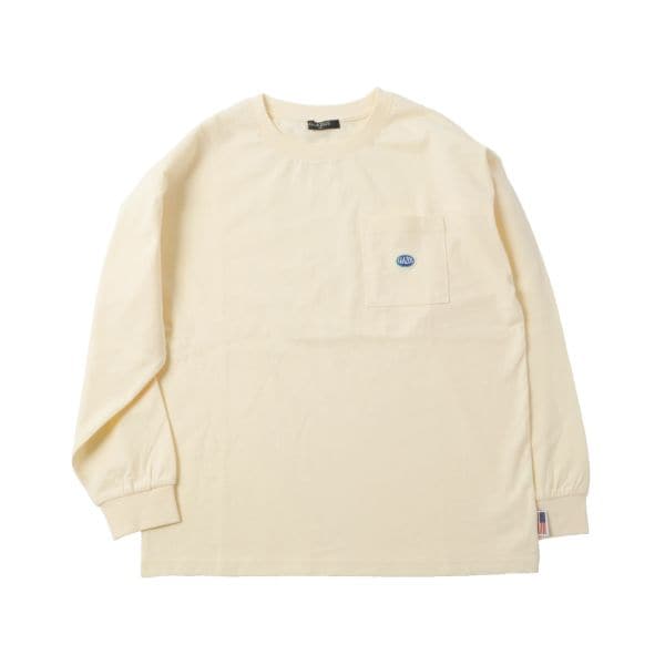ミドルウエイト天竺・USAコットンドロップショルダーポケット長袖Tシャツ