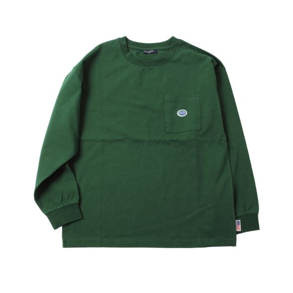 ミドルウエイト天竺・USAコットンドロップショルダーポケット長袖Tシャツ