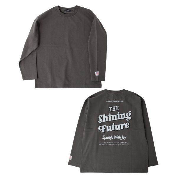 ミドルウエイト天竺・USAコットンドロップショルダーレトロロゴバックプリント長袖Tシャツ