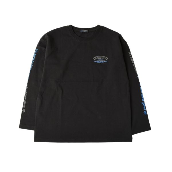 OE天竺・ドロップショルダースリーブプリント長袖Tシャツ