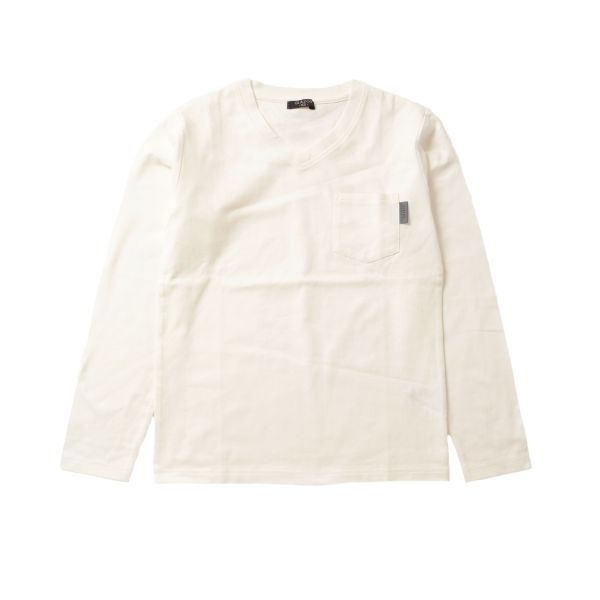 タフ天竺・Ｖネックリフレクトネーム付ポケット長袖Ｔシャツ