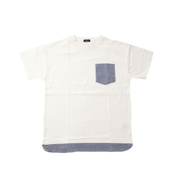 天竺・ドロップショルダーアソートポケット裾レイヤード半袖Ｔシャツ