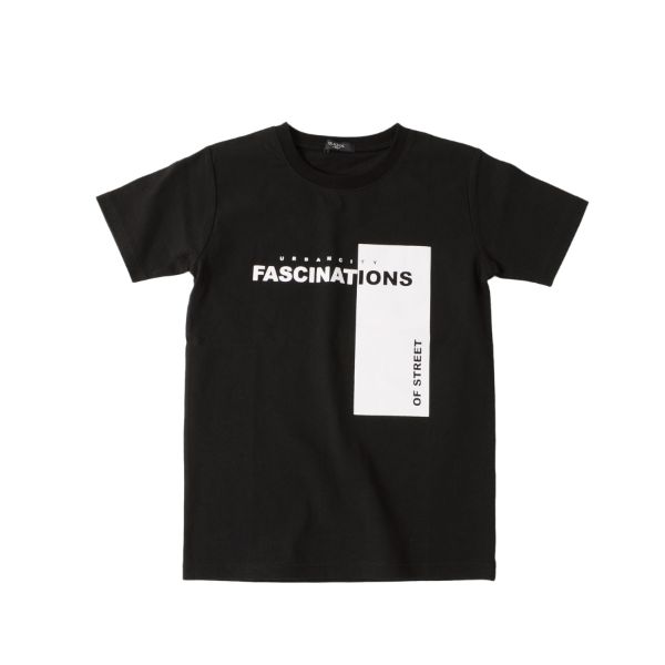 【大人向けサイズあり】OE天竺・縦ロゴプリント半袖Tシャツ