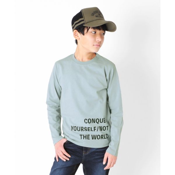 天竺・裾ロゴプリント長袖Ｔシャツ