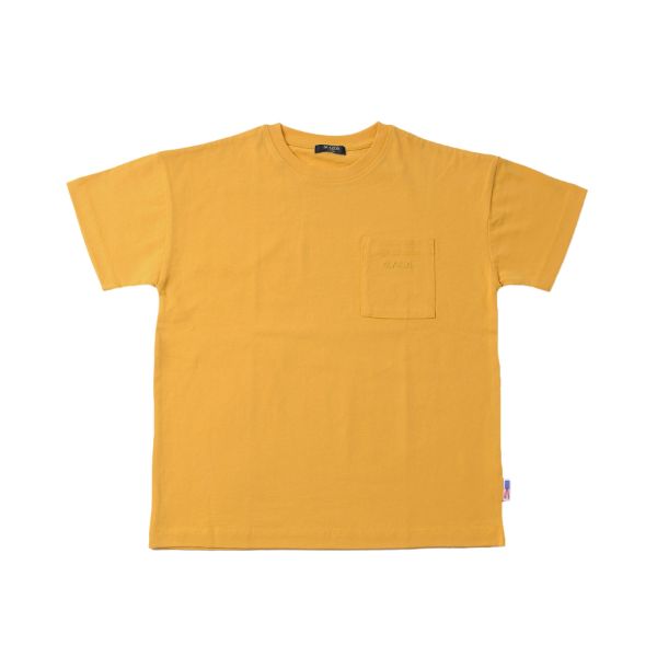 【大人向けサイズあり】天竺・USAコットン ドロップショルダーポケット刺繍半袖Tシャツ