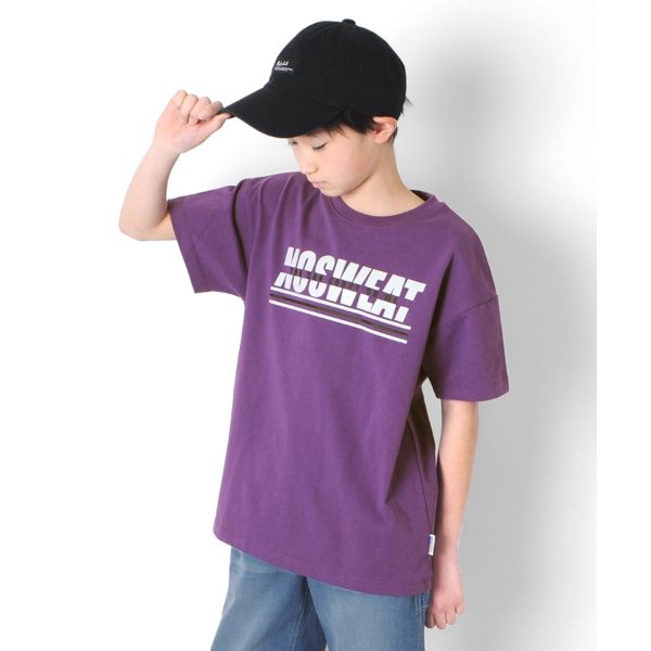 【大人向けサイズあり】天竺・USAコットン ドロップショルダーロゴプリント半袖Ｔシャツ