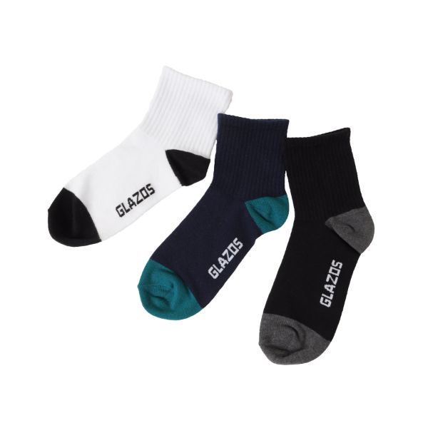 【大人向けサイズあり】ショート丈配色ソックス３足セット