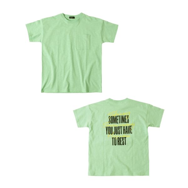 【大人向けサイズあり】スラブ天竺・ドロップショルダーネオンカラーバックプリント半袖Ｔシャツ