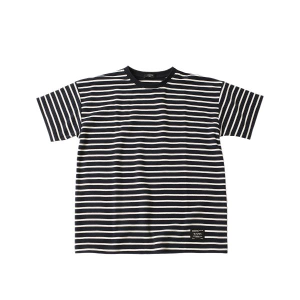 【大人向けサイズあり】カノコ・ドロップショルダーボーダー半袖Tシャツ