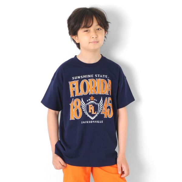 【大人向けサイズあり】天竺・ドロップショルダーBIGカレッジロゴ半袖Tシャツ