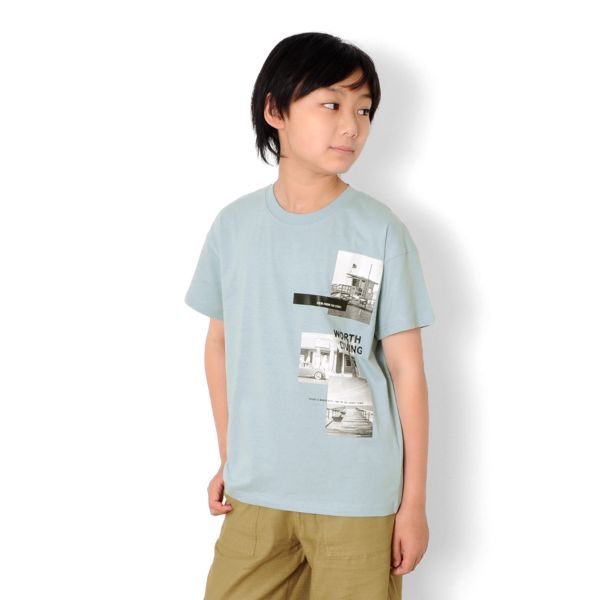 【大人向けサイズあり】天竺・ドロップショルダーBOXフォトプリント半袖Tシャツ