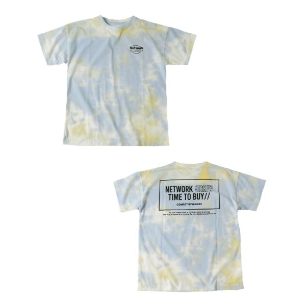 【大人向けサイズあり】天竺・ドロップショルダータイダイバックプリント半袖Tシャツ