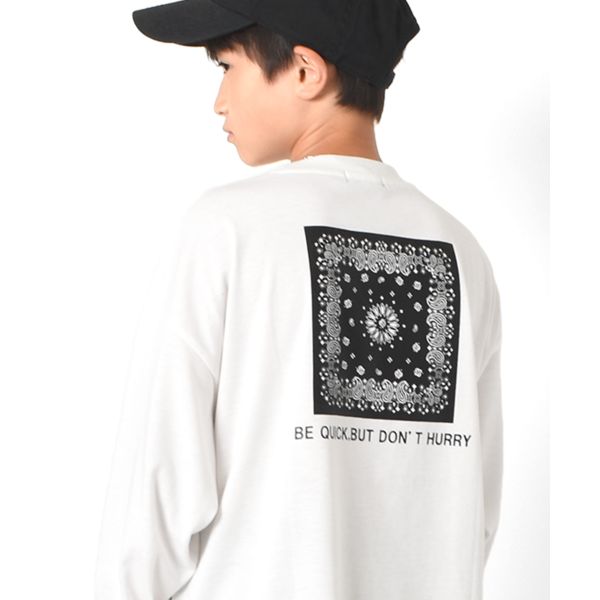 天竺・ビッグシルエットバンダナバックプリント長袖Tシャツ