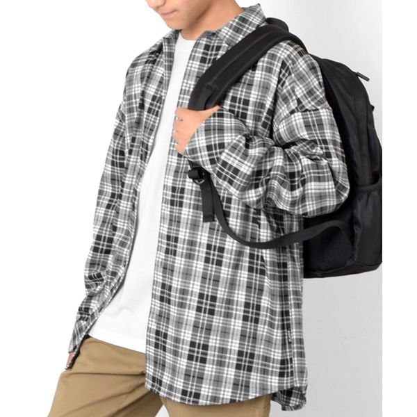 【大人向けサイズあり】オンブレーチェックビッグ長袖シャツ