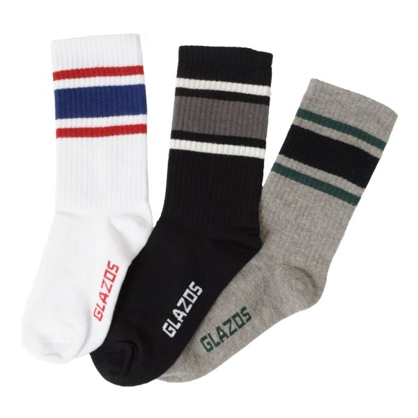 クルー丈ラインソックス3足セットA