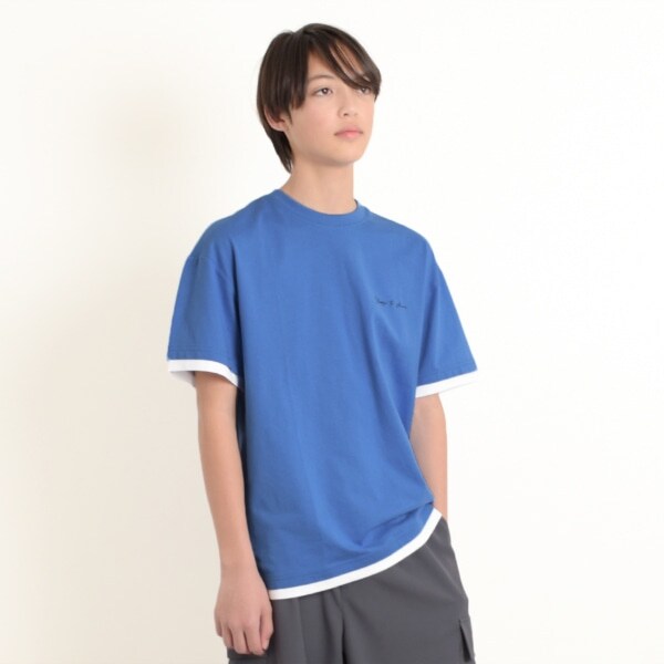 ワンポイントロゴ裾レイヤード半袖Tシャツ
